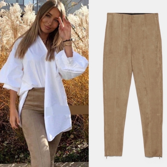 Zara Pants - Zara Faux Suede Leggings Size Medium